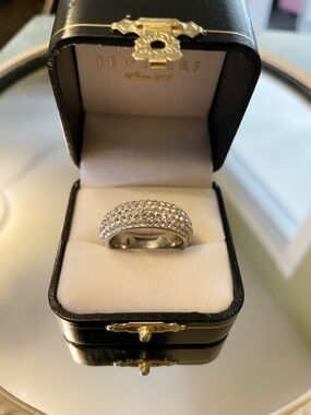 Titanium Pavé Dome Crystal Ring SZ 8
